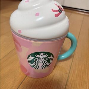 Starbucks Pink Mug with Blue Handle